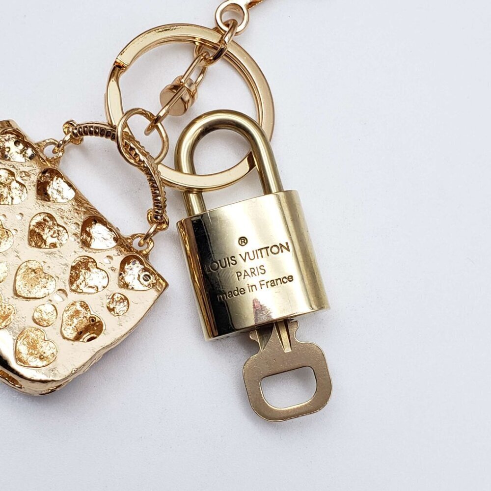Authentic Louis Vuitton Gold Lock & Key ✨ Bag Charm Unbranded Bag Keychain - Picture 6 of 7